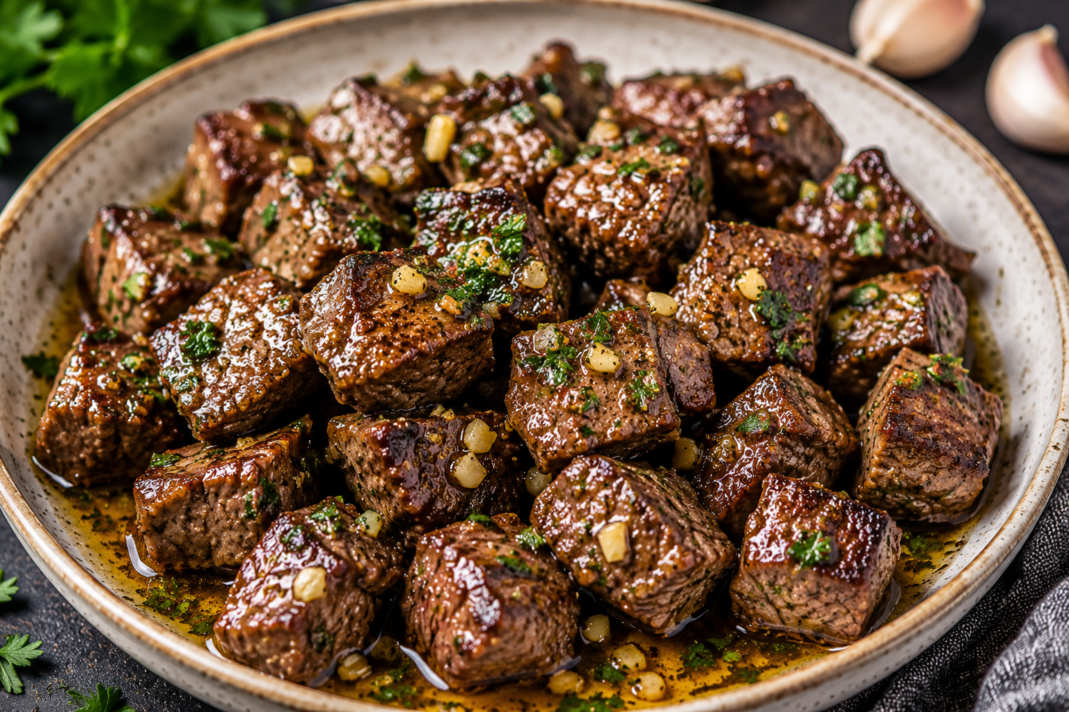 Easy garlic butter steak bites with fresh herbs